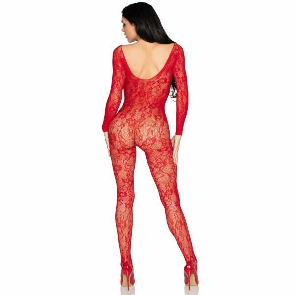 LEG AVENUE - 89366 LACE LINGERIE BODYSTOCKING RED - ONE SIZE