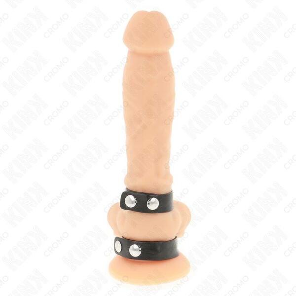KINK - ADJUSTABLE DOUBLE LEATHER PENIS RING