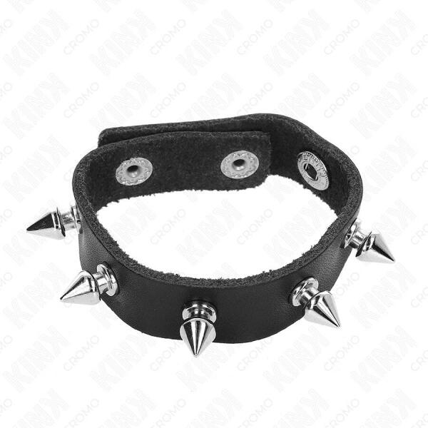 KINK - LEATHER PENIS RING WITH SPIKES 21.5 X 1.6 CM
