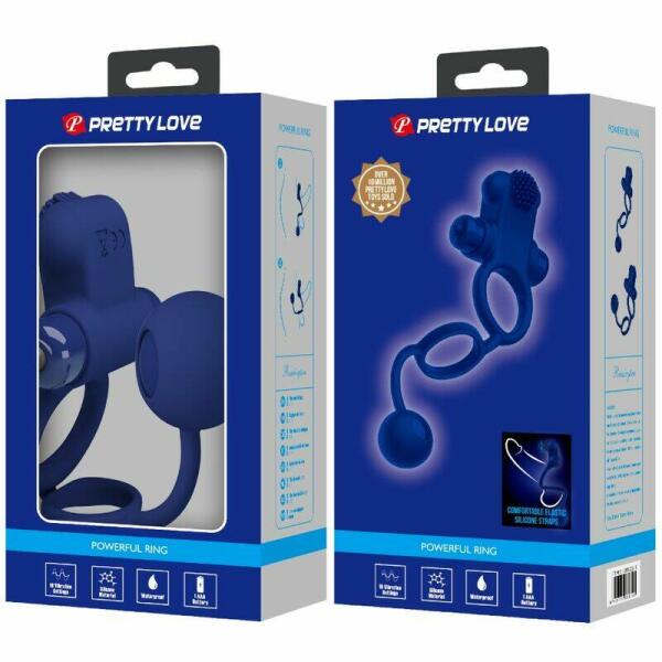PRETTY LOVE - REMINGTON DOUBLE VIBRATING RING WITH PLUG BLUE
