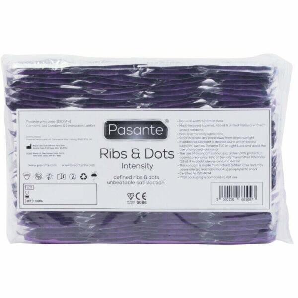 PASANTE - RIBS & DOTS INTENSITY CONDOMS 144 UNITS