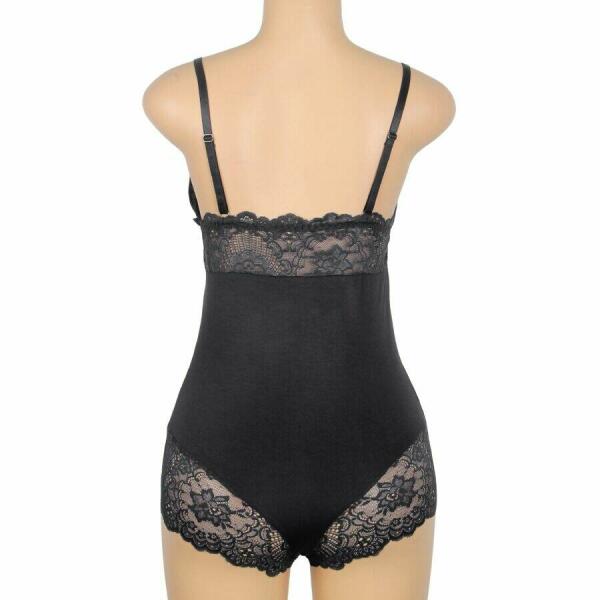 SUBBLIME - BLACK FLORAL LACE DETAIL TEDDY L/XL