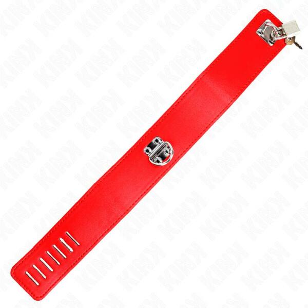 KINK - NECKLACE WITH BELT 65 CM WITH WIDE RED STRAP ADJUSTABLE 33.5-41 CM X 5 CM