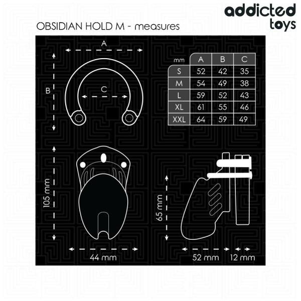 ADDICTED TOYS LOCKED - OBSIDIAN HOLD PENIS CAGE SIZE M