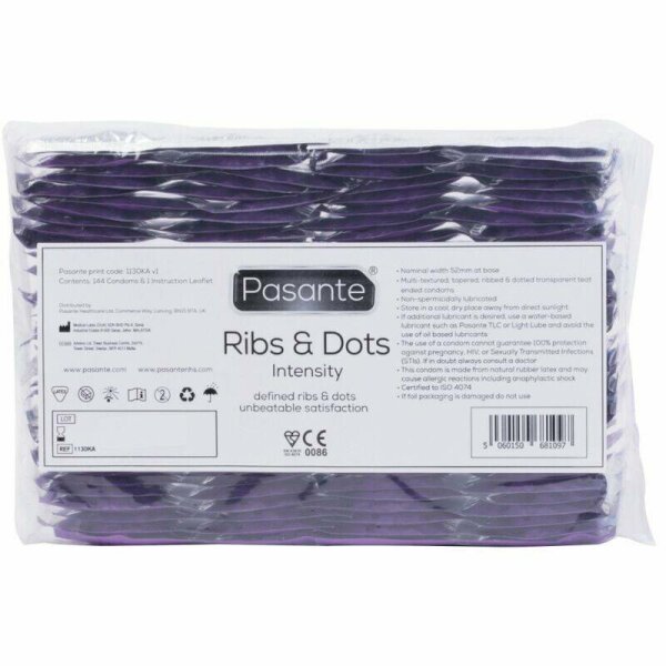 PASANTE - RIBS & DOTS INTENSITY CONDOMS 144 UNITS