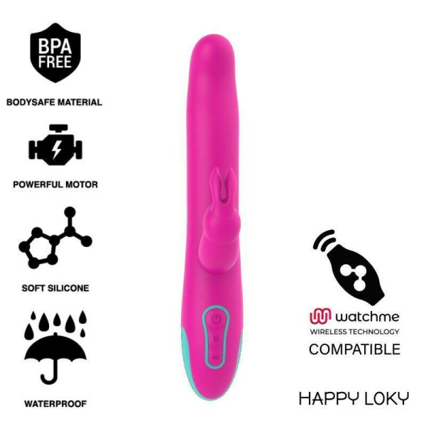 HAPPY LOKY - PLUTO RABBIT VIBRATOR & ROTATOR COMPATIBLE CON WATCHME WIRELESS TECHNOLOGY