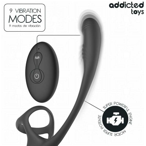 ADDICTED TOYS - ANAL PLUG WITH VIBRATION AND 360º WAVING AND TESTICLE STIMULATOR