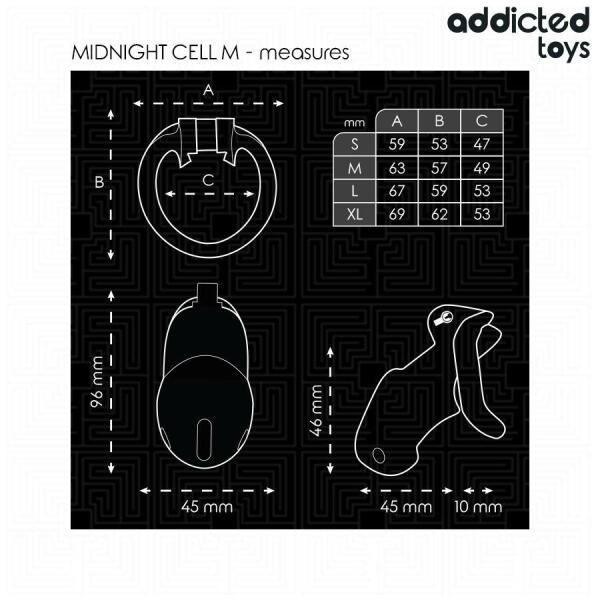 ADDICTED TOYS LOCKED - MINDNIGHT CELL PENIS CAGE SIZE M