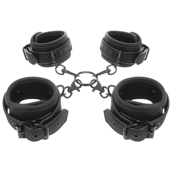 FETISH SUBMISSIVE - SET OF HAND AND ANKLE HANDCUFFS WITH NOPRENE LINING