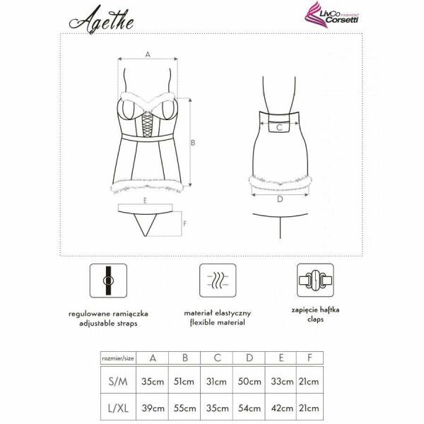 LIVCO CORSETTI FASHION - AGETHE LC 90607 CHEMISE + THONG + CHRISTMAS HAT L/XL