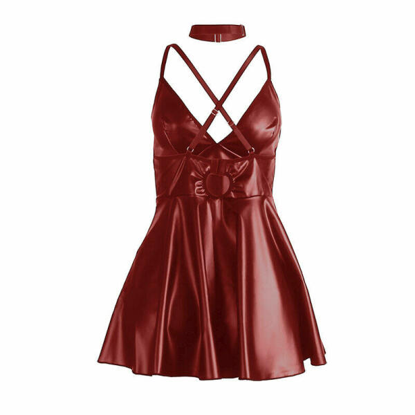 SUBBLIME - 955403 DRESS WITH BURGUNDY LEATHER STRAPS L/XL