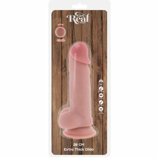 GET REAL - DELUXE REALISTIC PENIS WITH TESTICLES EXTRA THICK 28 CM