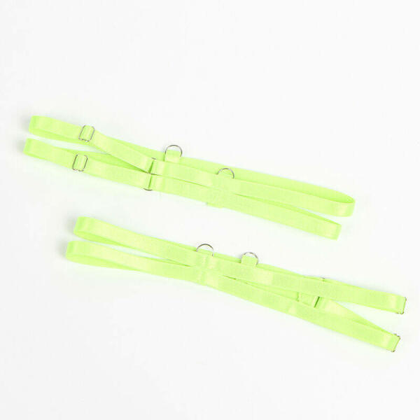 SUBBLIME - 955328 BRA SET WITH LACE AND GARTER LINES GREEN AND BLUE L/XL