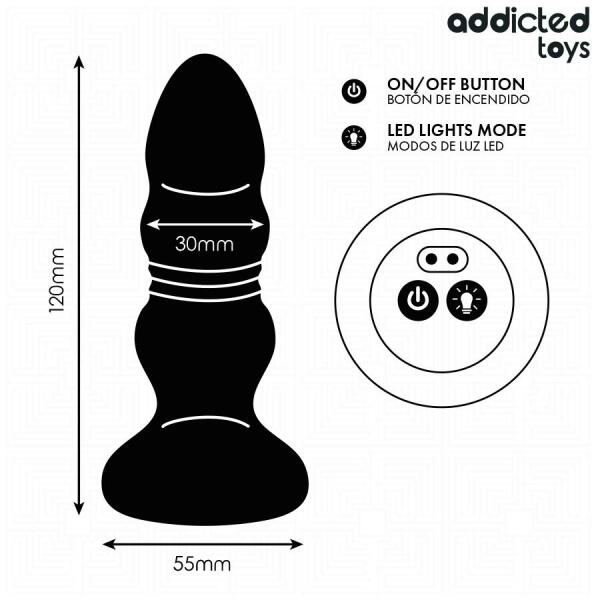 ADDICTED TOYS - THRUSTING VIBRATING ANAL PLUG, LED LIGHT REMOTE CONTROL