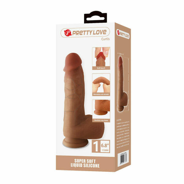 PRETTY LOVE - CURTIS REALISTIC DILDO WITH SUCTION CUP 17.3 CM -Ø- 4.2 CM