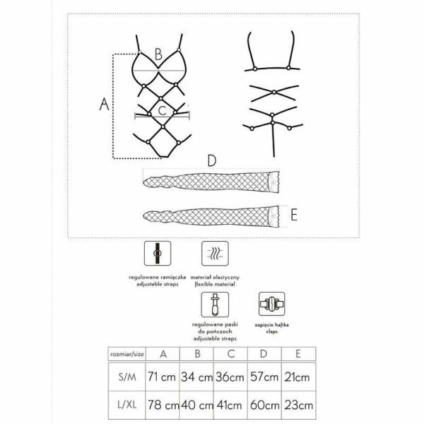 LIVCO CORSETTI FASHION - THIARA LC 20213 SET BODY + STOCKINGS BLACK L/XL