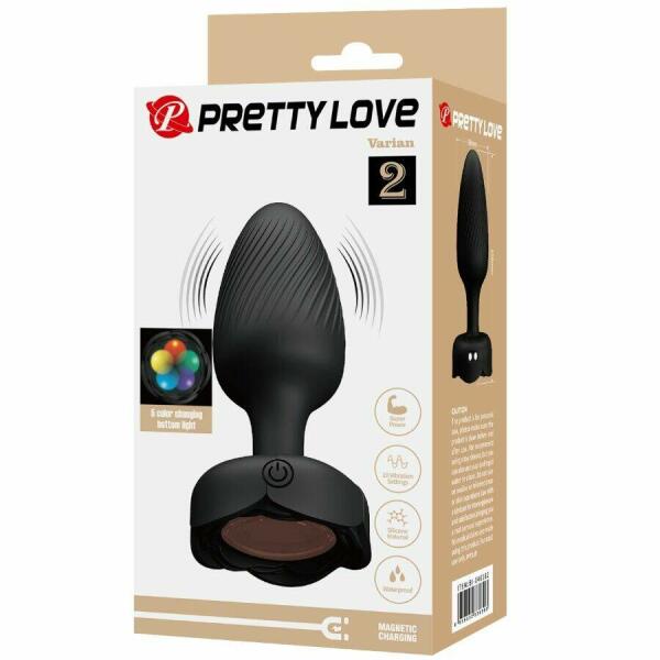 PRETTY LOVE - VARIAN ANAL PLUG WITH  LED LIGHT BLACK 10.8 CM