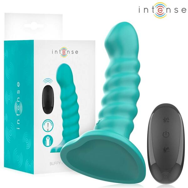 INTENSE - BUFFY VIBRATOR SIZE S SPIRAL DESIGN 10 VIBRATIONS BLUE REMOTE CONTROL