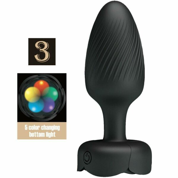 PRETTY LOVE - OSBORN ANAL PLUG WITH  LED LIGHT BLACK 9.8 CM
