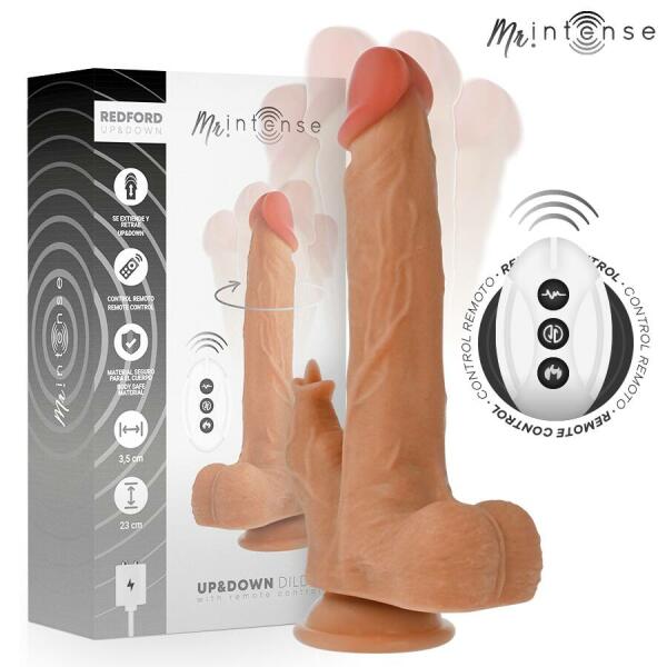 MR INTENSE - REALISTIC MULTIFUNCTION REDFORD WITH VIBRATION AND UP AND DOWN REMOTE CONTROL 23 CM -O- 3.5 CM