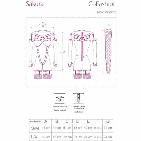 LIVCO CORSETTI FASHION - SAKURA CF 90357 JUMPSUIT + LONG GLOVES + GARTER BELT BLACK L/XL