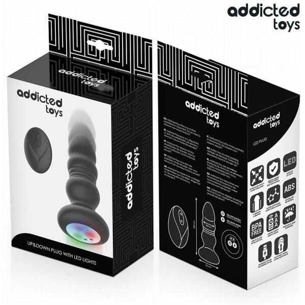 ADDICTED TOYS - THRUSTING VIBRATING ANAL PLUG, LED LIGHT REMOTE CONTROL