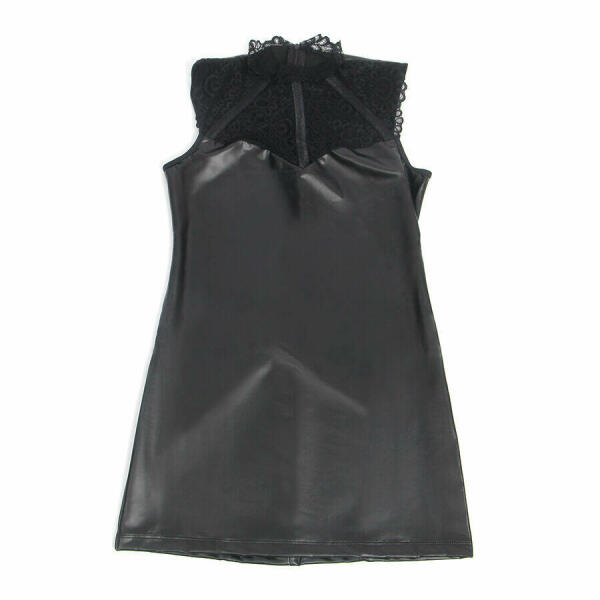 SUBBLIME - 957544 LACE COLLAR LEATHER DRESS BLACK S/M