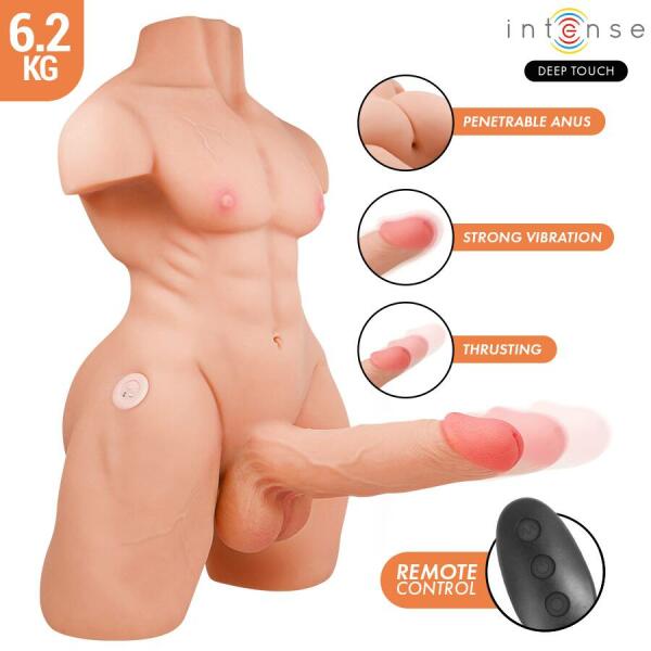 INTENSE DEEP TOUCH - MARTY TORSO WITH ANUS AND REALISTIC DILDO WITH PUSHING AND VIBRATION, REMOTE CONTROL, 6.2 KG