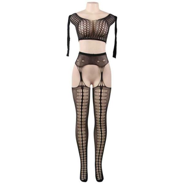 QUEEN LINGERIE - BODYSTOCKING TOP MANGA LARGA S/L