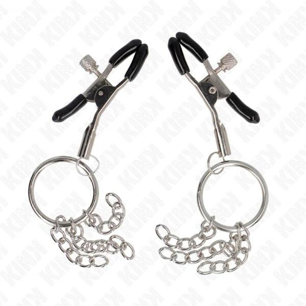 KINK - O RING NIPPLE CLAMP AND LITTLE CHAIN SILVER 6 CM