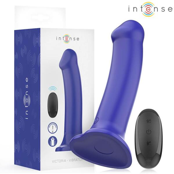 INTENSE - VICTORIA VIBRATOR WITH SUCTION CUP 10 VIBRATIONS DARK BLUE REMOTE CONTROL