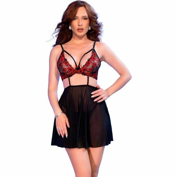 CHILIROSE - CR 4869 BABYDOLL BLACK/RED M