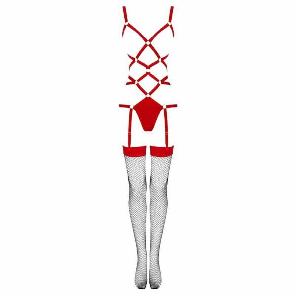 LIVCO CORSETTI FASHION - THIARA LC 20213 SET BODY + STOCKINGS RED L/XL