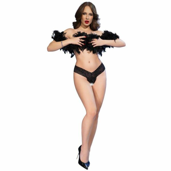 CHILIROSE - CR 4885 BLACK OPEN-CROTCH THONGS XL