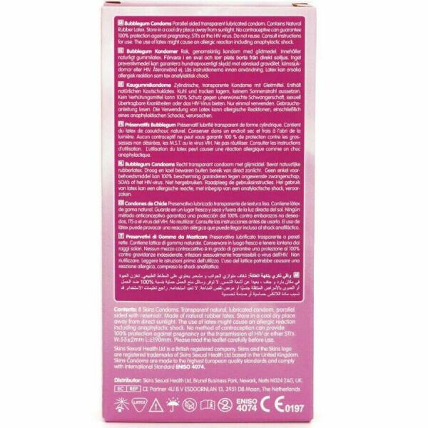 SKINS - BUBBLEGUM PREMIUM CONDOMS PACK 8