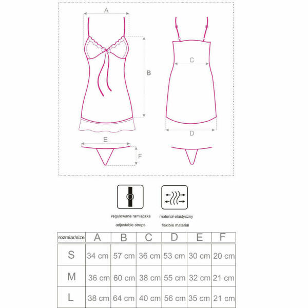 LIVCO CORSETTI FASHION - LUISE 1710 BABYDOLL + THONG BLACK S