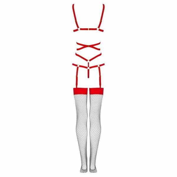 LIVCO CORSETTI FASHION - THIARA LC 20213 SET BODY + STOCKINGS RED L/XL