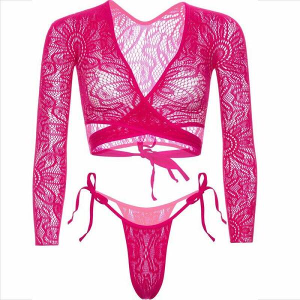 LEG AVENUE - TOP CROP LACE WITH THONG