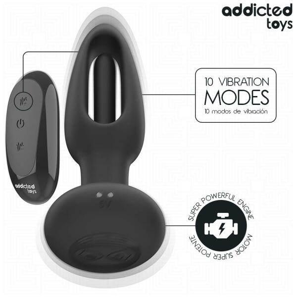 ADDICTED TOYS - ANAL PLUG WITH VIBRATING TONGUE AND REMOTE CONTROL