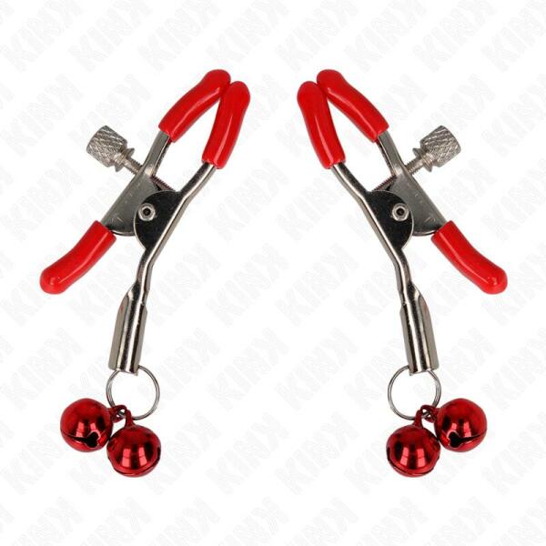 KINK - RED DOUBLE BELL NIPPLE CLAMP RED 6 CM