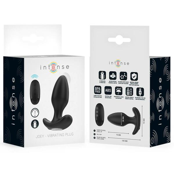INTENSE - JOEY ANAL PLUG 10 VIBRATIONS BLACK REMOTE CONTROL