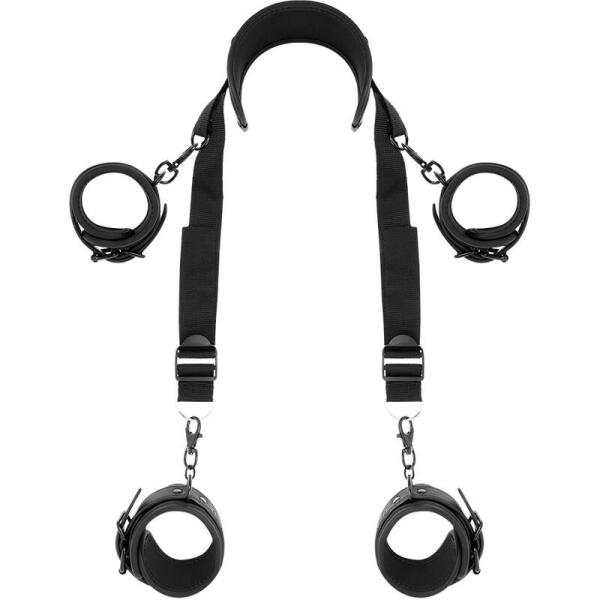 FETISH SUBMISSIVE - MASTER POSITION WITH 4 NOPRENE-LINED HANDCUFFS