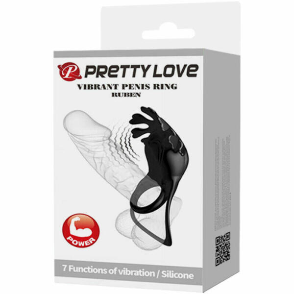 PRETTY LOVE - RUBEN VIBRATOR RING 7 VIBRATIONS BLACK SILICONE
