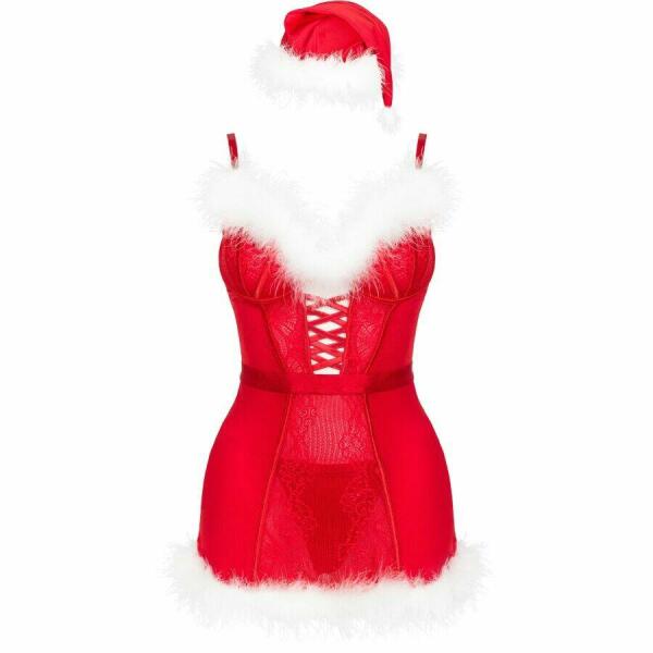 LIVCO CORSETTI FASHION - AGETHE LC 90607 CHEMISE + THONG + CHRISTMAS HAT L/XL