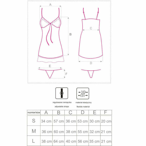 LIVCO CORSETTI FASHION - HYEONA 1710 BABYDOLL + THONG ROSE S