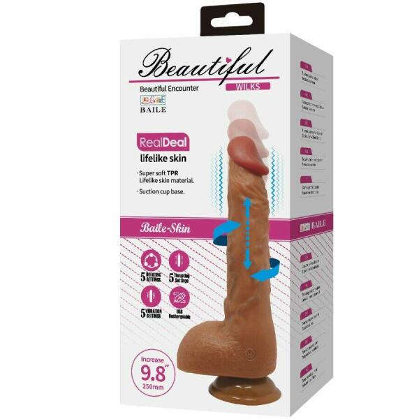 BAILE - BEAUTIFUL WILKS 5 SETTING REALISTIC VIBRATOR 25 CM MULATO
