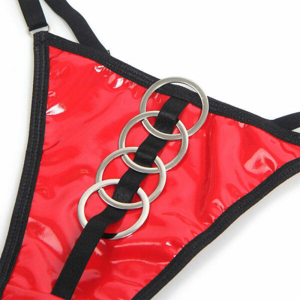 SUBBLIME - 955540 RED PATENT LEATHER MESH ZIPPER BRA SET L/XL