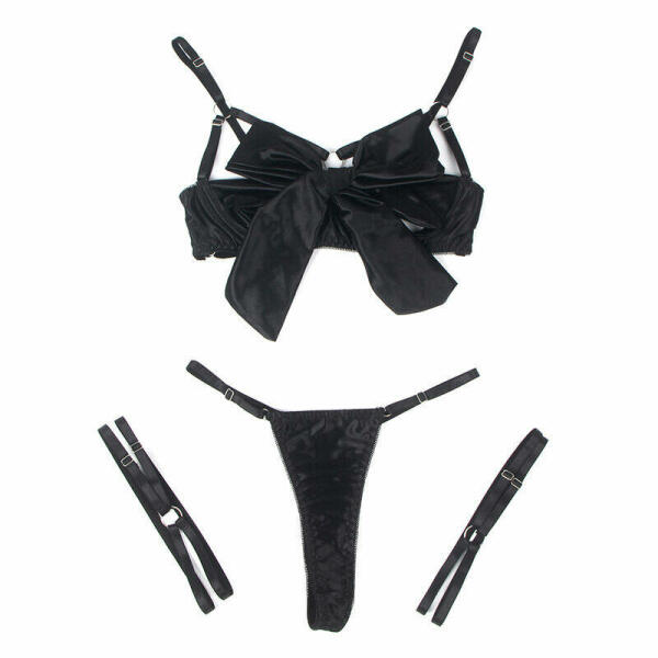 SUBBLIME - 955199 BRA SET WITH ADJUSTABLE BLACK BOW S/M