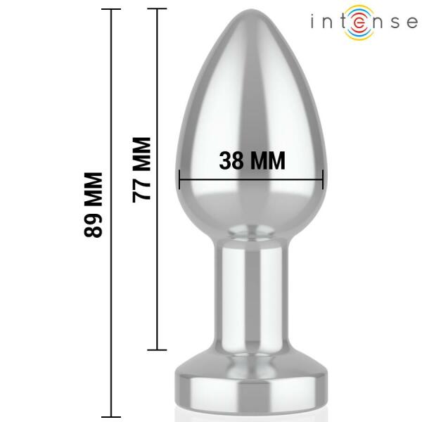 INTENSE - VIBRATING METAL ANAL PLUG WITH LED LIGHTS AND REMOTE CONTROL - SIZE M