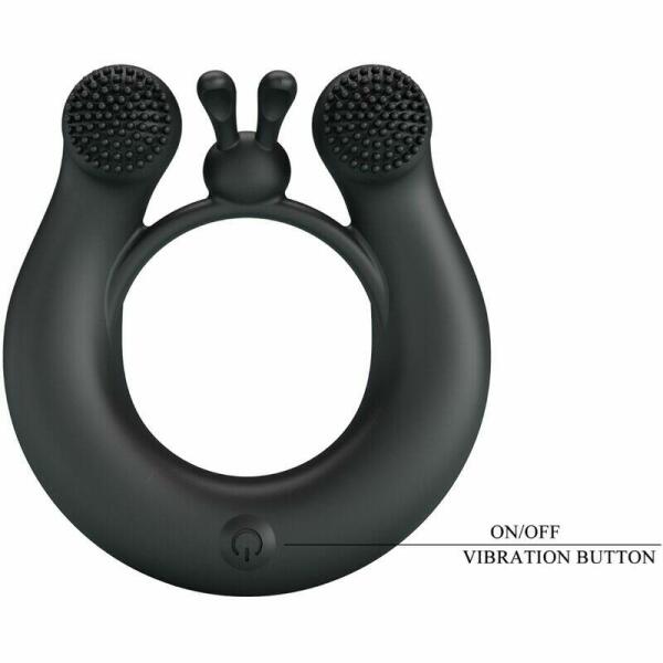 PRETTY LOVE - DAHLIA VIBRATING RING + CLITORIS STIMULATOR 12 VIBRATIONS BLACK